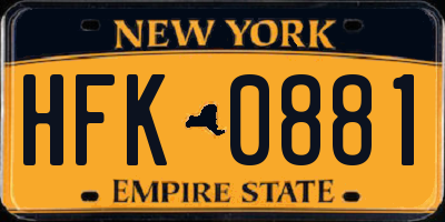 NY license plate HFK0881