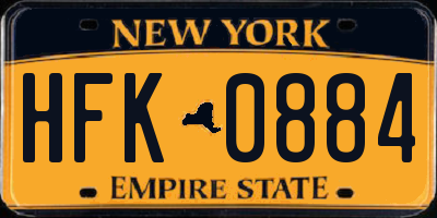 NY license plate HFK0884