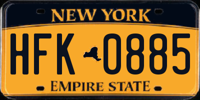 NY license plate HFK0885