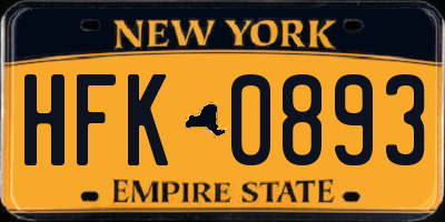 NY license plate HFK0893