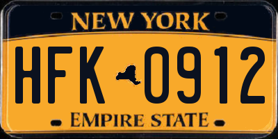 NY license plate HFK0912