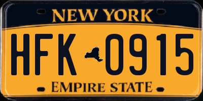 NY license plate HFK0915