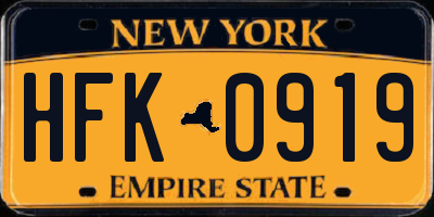 NY license plate HFK0919