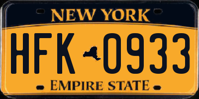 NY license plate HFK0933