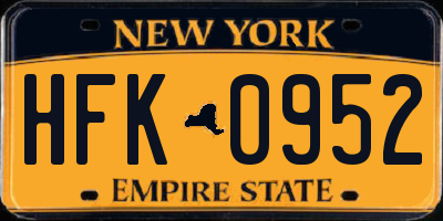 NY license plate HFK0952