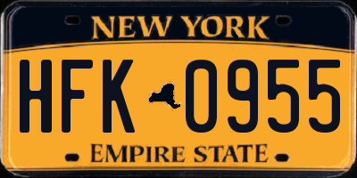 NY license plate HFK0955