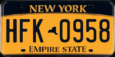 NY license plate HFK0958