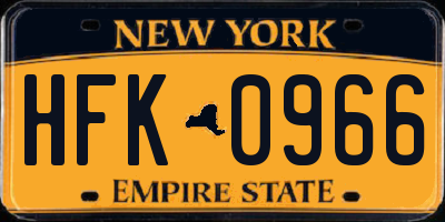 NY license plate HFK0966