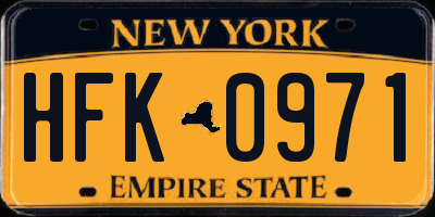 NY license plate HFK0971