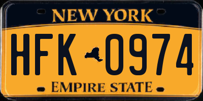 NY license plate HFK0974