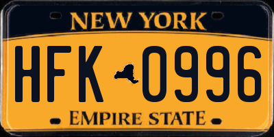 NY license plate HFK0996