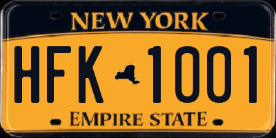NY license plate HFK1001