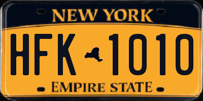 NY license plate HFK1010