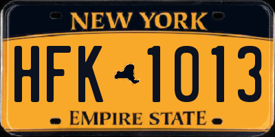 NY license plate HFK1013