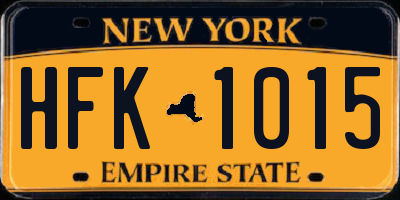 NY license plate HFK1015
