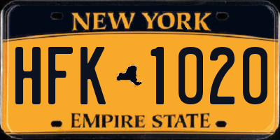 NY license plate HFK1020