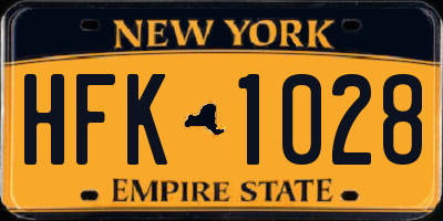 NY license plate HFK1028