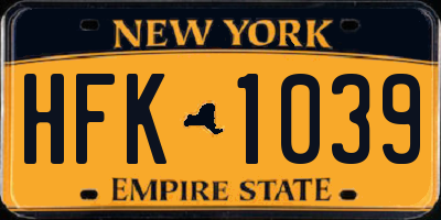NY license plate HFK1039