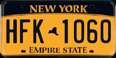 NY license plate HFK1060