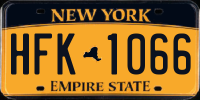 NY license plate HFK1066