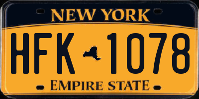 NY license plate HFK1078