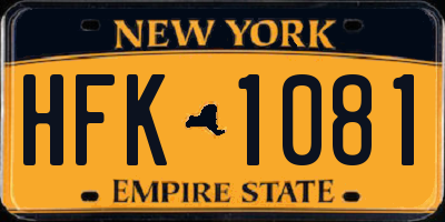 NY license plate HFK1081