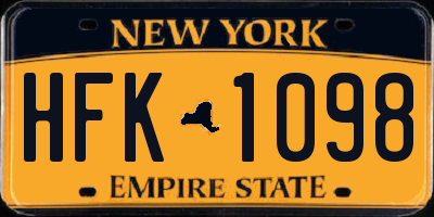 NY license plate HFK1098