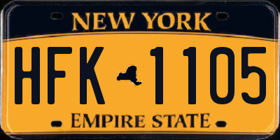 NY license plate HFK1105