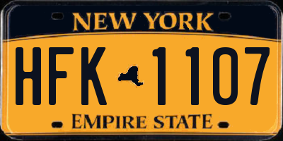 NY license plate HFK1107