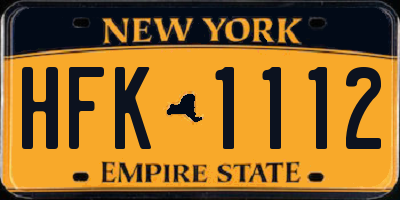 NY license plate HFK1112