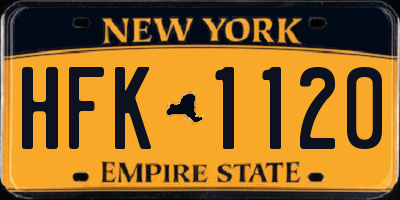 NY license plate HFK1120