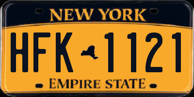 NY license plate HFK1121