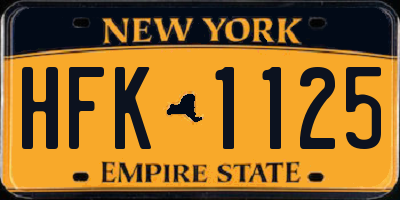NY license plate HFK1125