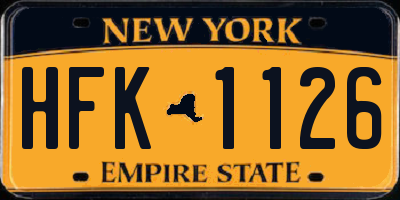 NY license plate HFK1126