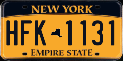NY license plate HFK1131