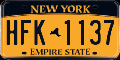 NY license plate HFK1137