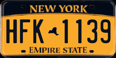 NY license plate HFK1139