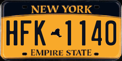 NY license plate HFK1140