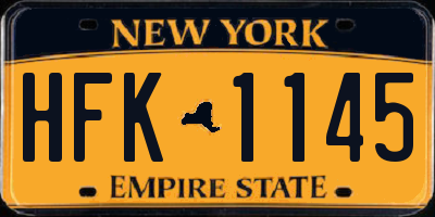 NY license plate HFK1145
