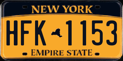 NY license plate HFK1153