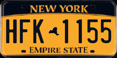 NY license plate HFK1155