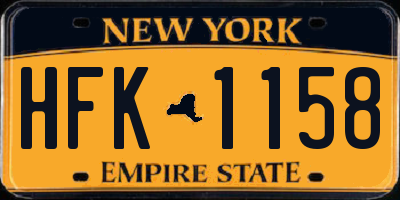 NY license plate HFK1158