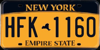 NY license plate HFK1160