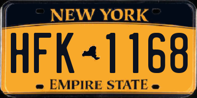 NY license plate HFK1168