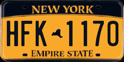 NY license plate HFK1170
