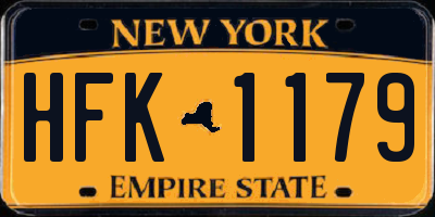 NY license plate HFK1179