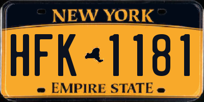 NY license plate HFK1181
