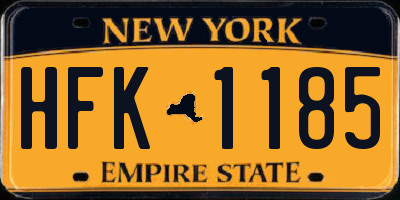 NY license plate HFK1185
