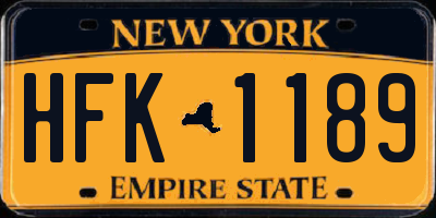 NY license plate HFK1189