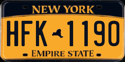 NY license plate HFK1190